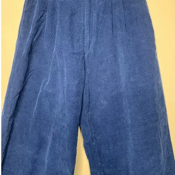 Christine Alcalay Blue Corduroy Straight Leg Ankle Length Pants